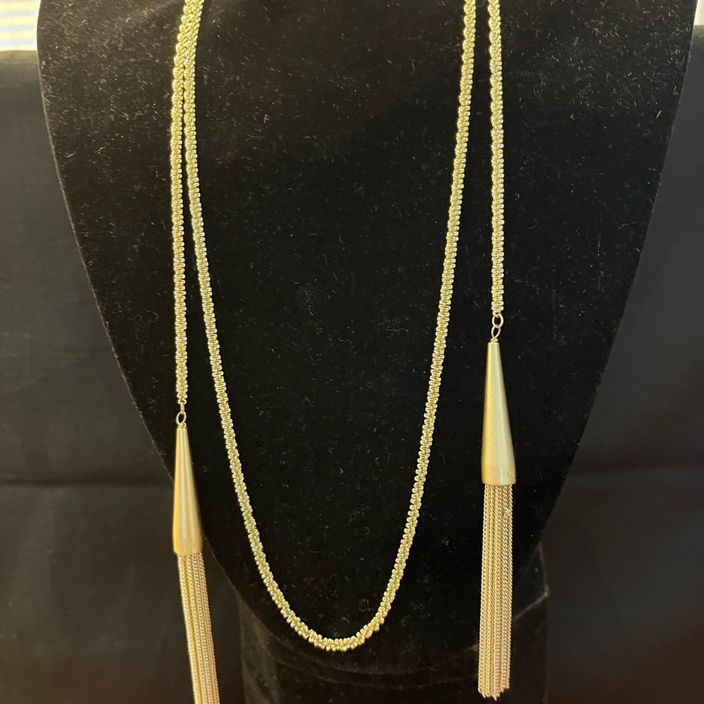 Kendra Scott Phara Tassel Necklace Gold Plated Double Wrap 51”long preowned